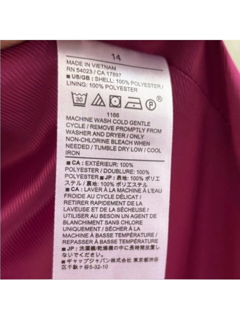 Banana Republic Sleeveless Blazer Top Vest Size 14 Magenta Fuchsia - Picture 7 of 7